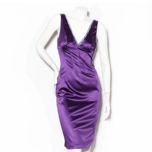 D&G Dolce & Gabbana Purple Cocktail Dress with Lace